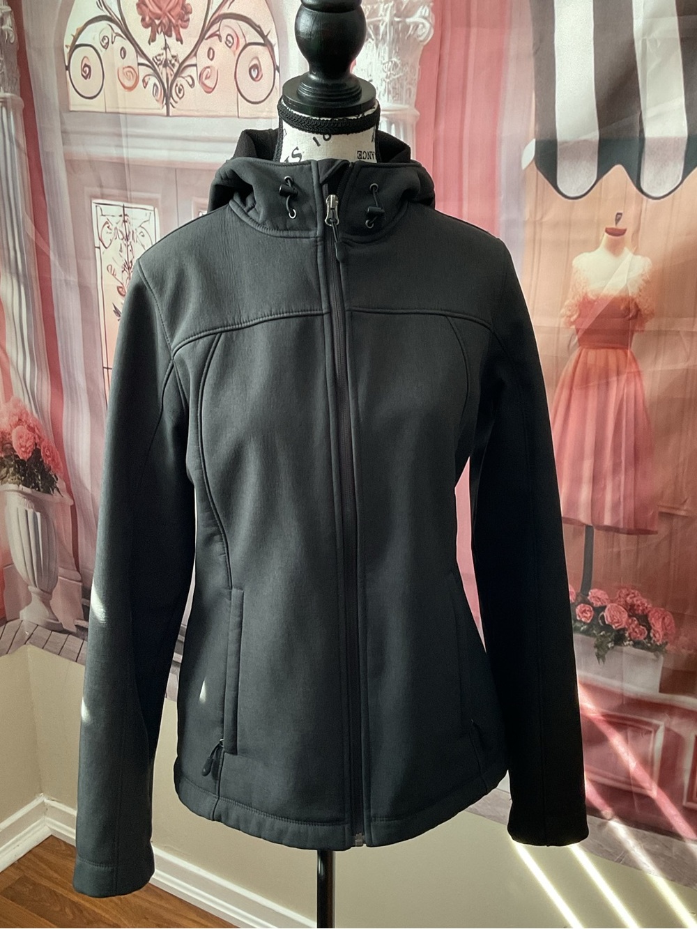 Kirkland Signature Black Hooded Utility Softshell Jacket